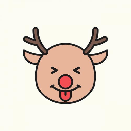 Playful Rudolph reindeer emoticon on beige background vector - 1230288