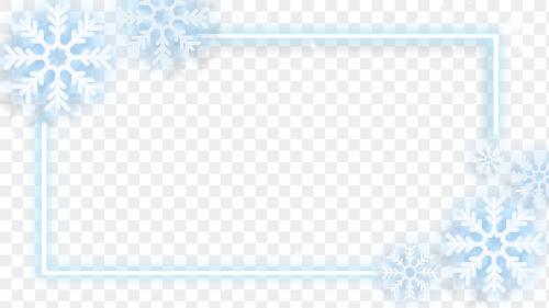 Blue neon frame decorated with snowflakes transparent png - 1233078