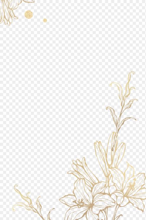 Gold floral outline on marble background - 2019777