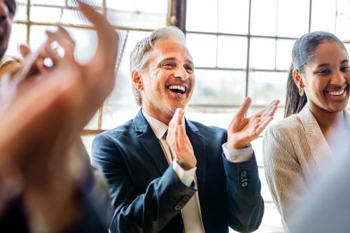 Diverse business people applauding with joy - 2019970