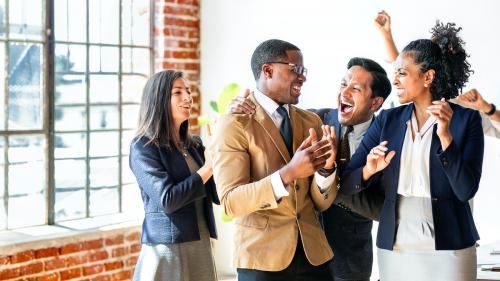 Diverse business people applauding with joy - 2019993