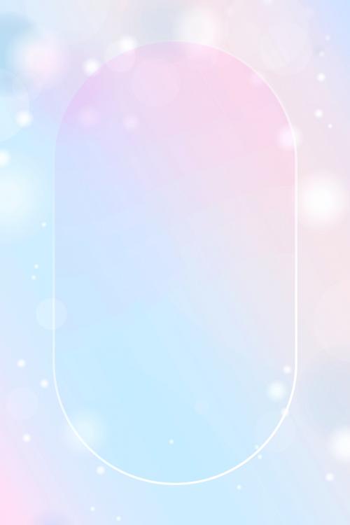 Oval frame on pink and blue gradient with Bokeh light background mobile phone wallpaper vector - 1232318