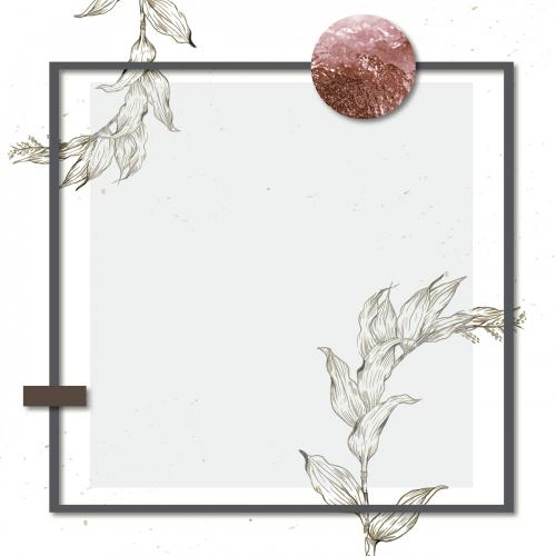 Rectangle frame with an outline leaves decoration on stained background vector - 1232397