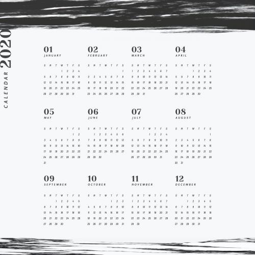 Black and white marble calendar for 2020 vector - 1232413