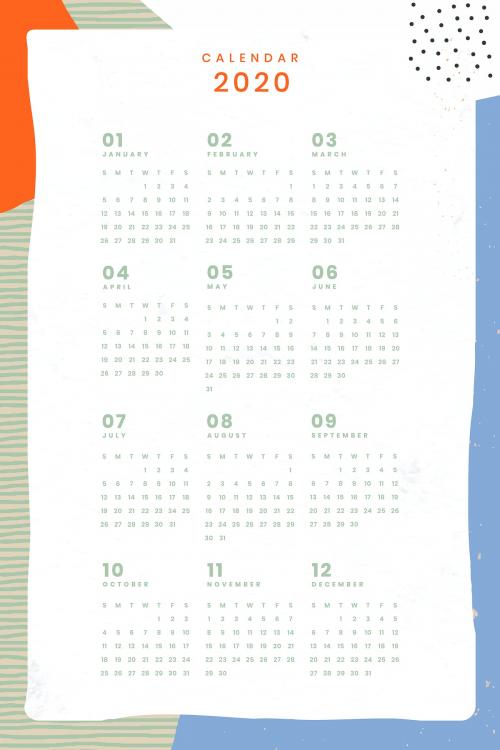 Colorful calendar 2020 vector set - 1232432