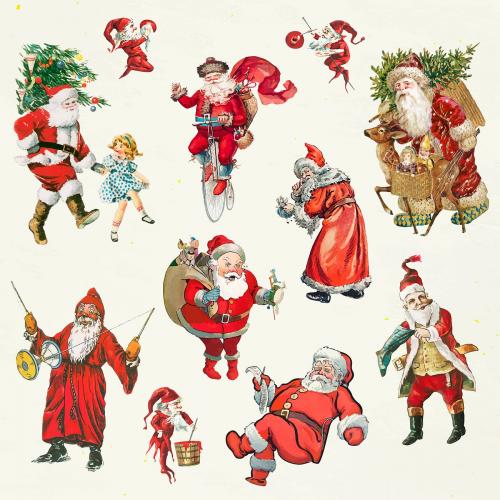 Santa Claus sticker set vector - 1232966