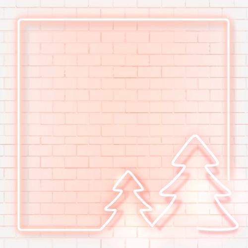 Pink neon Christmas frame illustration - 1233116