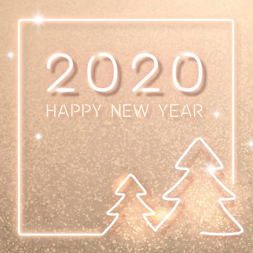 Gold neon New Year social template vector - 1233130