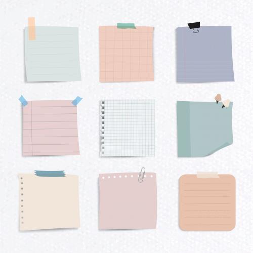 Set of notepaper on textured paper background vector - 1233307