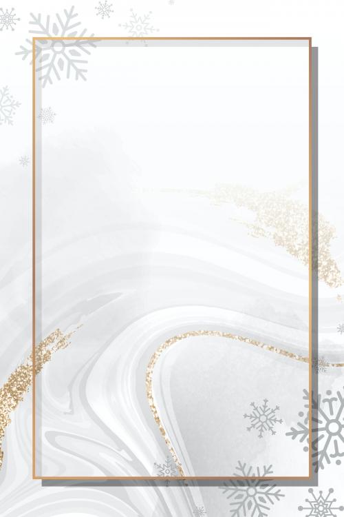 Snowflake Christmas frame design on a marble background vector - 1234011