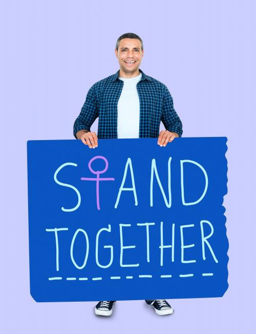 Man holding a stand together board - 470857