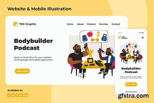 Bodybuilder Podcast Landing page & Mobile design