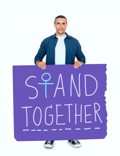 Man holding a stand together board - 470861