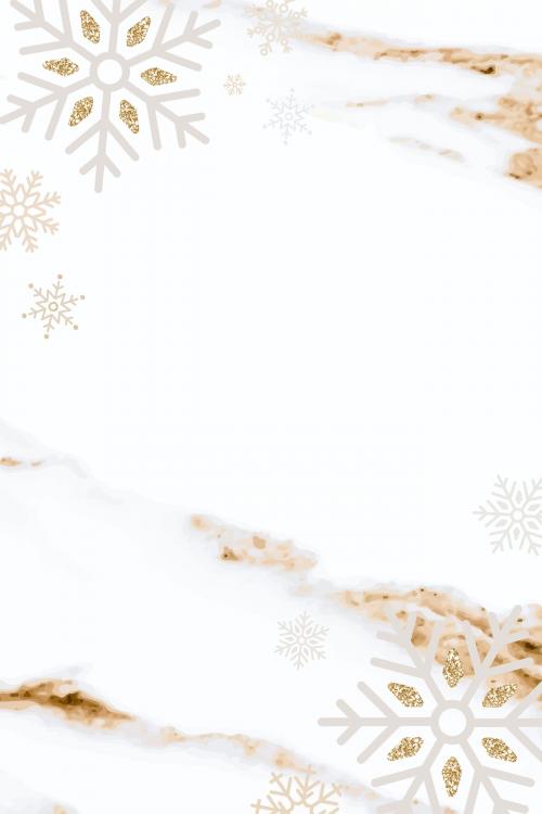 Snowflake Christmas frame design on a marble background vector - 1234136