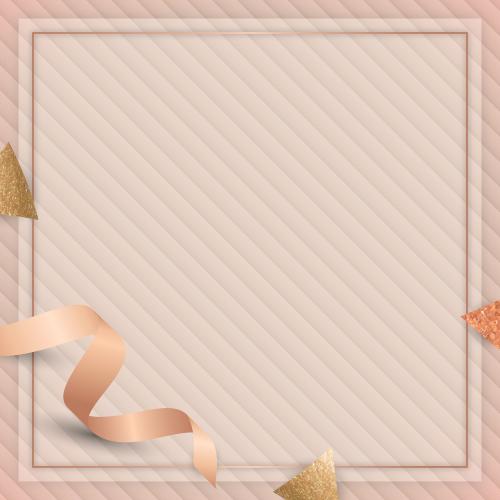 Square frame with pink gold ribbon vector - 1234204