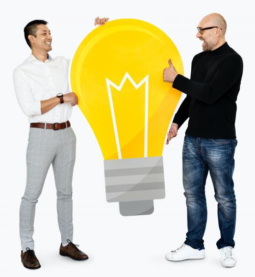 Two men with a light bulb icon - 475053