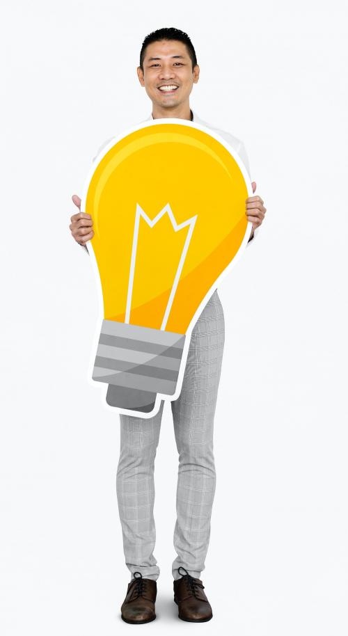 Creative man showing a light bulb icon - 475054