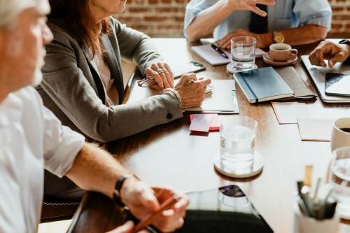 Businesspeople brainstorming in a meeting - 1217831