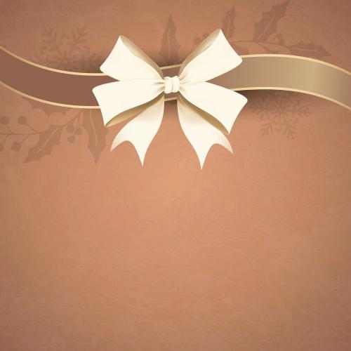 Gold ribbon bow on brown background vector - 1234289