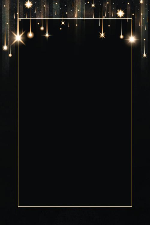 Rectangle gold frame with sparkle patterned on black background vector - 1234374