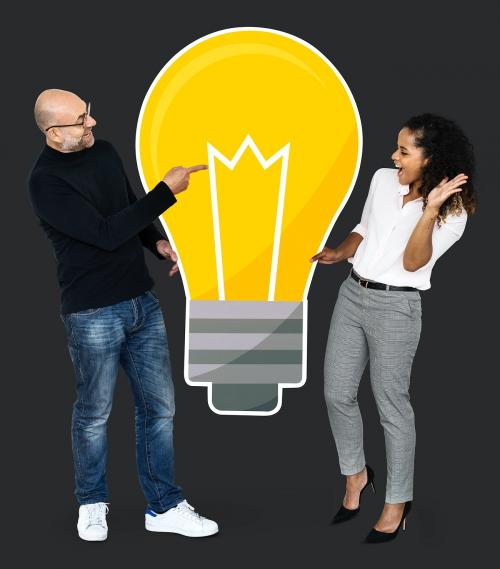 Two people with a light bulb icon - 475075