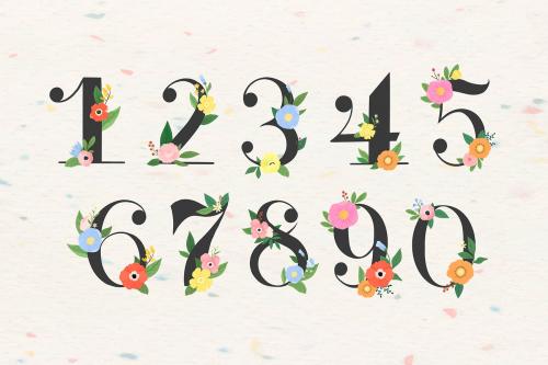 Floral number 0-9 vector set - 1015216