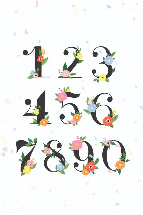 Floral number 0-9 vector set - 1015276