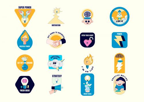 Creative motivational badge collection vector - 1015395