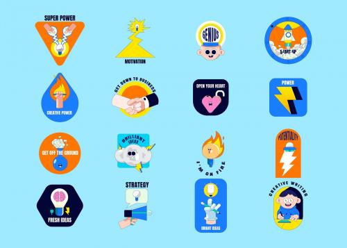 Creative motivational badge collection vector - 1015412