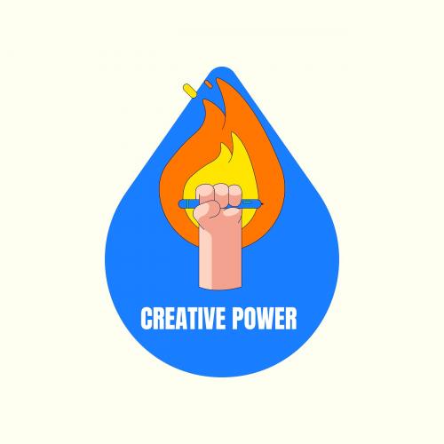 Creative power with flames design vector - 1015415