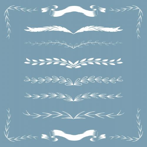 Hand drawn vintage leaf divider ornament vector set - 1016796