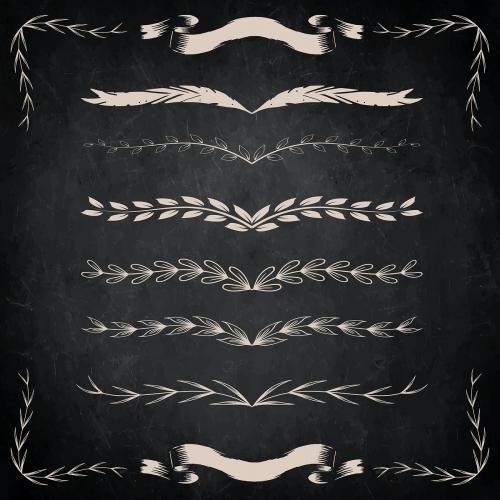 Hand drawn vintage leaf divider ornament vector set - 1016835