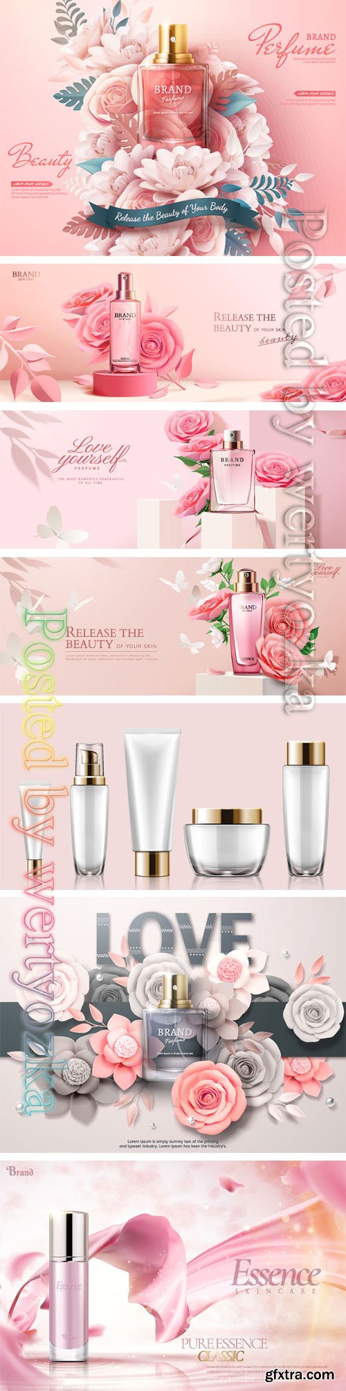 Make up and skincare packaging vector template