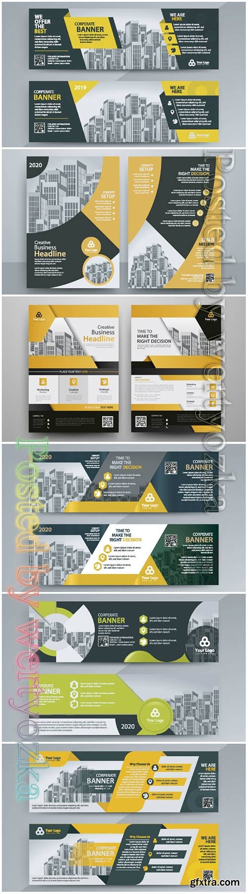 Corporate business banner, abstract vector brochure