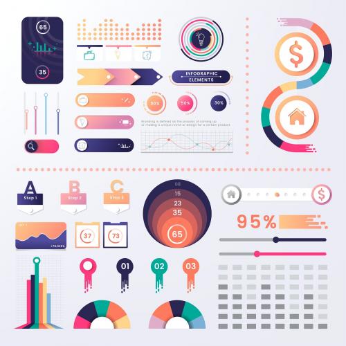 Colorful infographic element design vector - 1055309