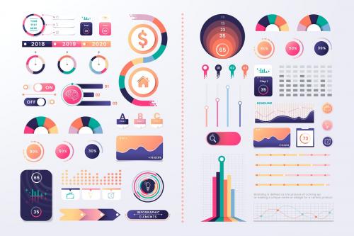 Colorful infographic element design vector - 1055312