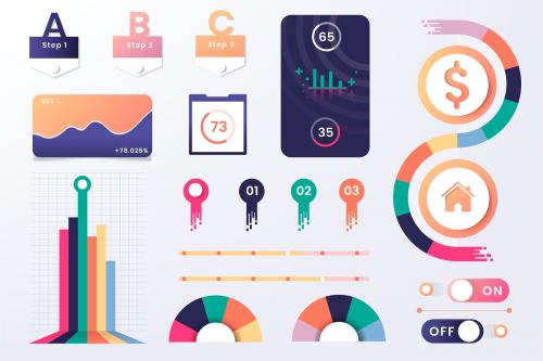 Colorful infographic element design vector - 1055336