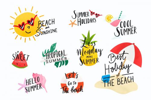 Summer badge design vector set - 1079677