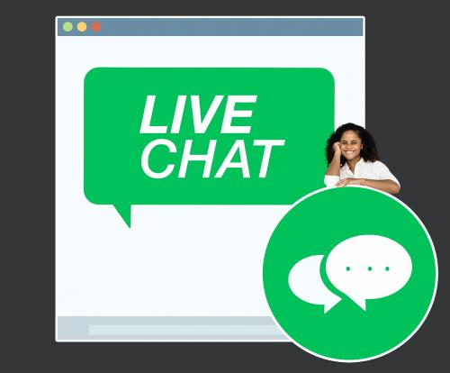 Woman showing a live chat board - 475248