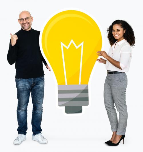 Two people with a light bulb icon - 475252