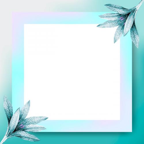 Blue rectangle floral frame vector - 1228993