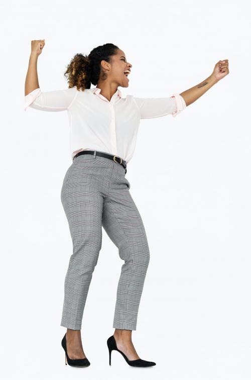 Cheerful businesswoman dancing with joy - 475332