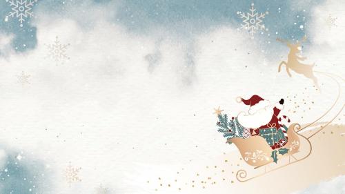 Santa Claus riding his sleigh on winter background vector - 1229058