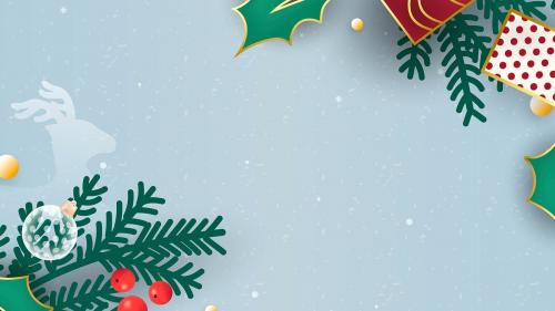 Christmas doodle on light blue background vector - 1229099