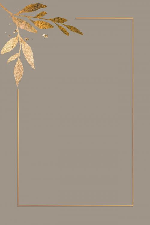 Christmas golden rectangle frame on brown background vector - 1229178