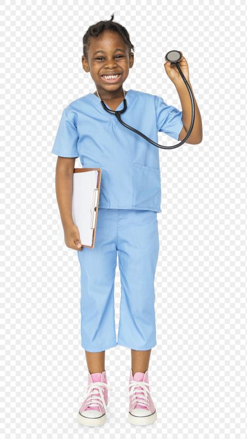 Young girl in a doctors' costume transparent png - 1232515