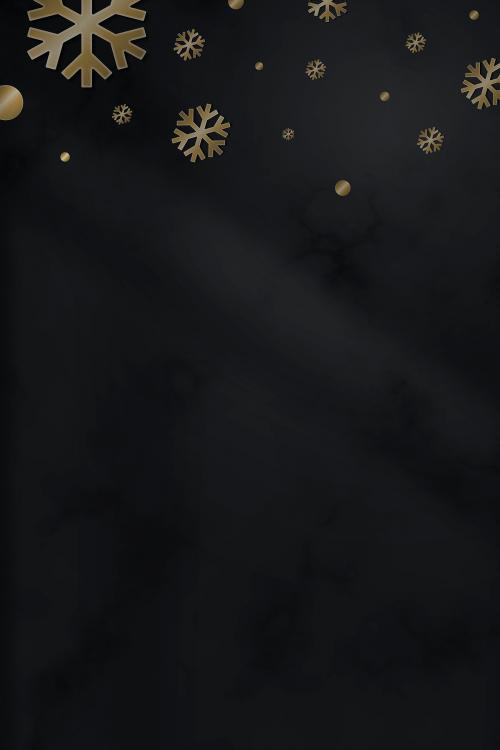 Gold snowflakes on black background mobile phone wallpaper vector - 1229209