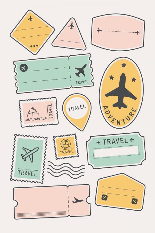 Travel stickers and badge set vector - 1229261