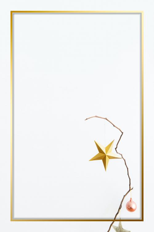 Gold frame with Christmas star mobile phone wallpaper illustration - 1233127