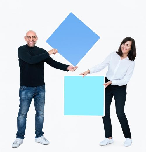 Man and woman holding squares - 475429